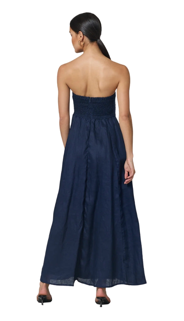 Talia Pintuck Linen Maxi Dress