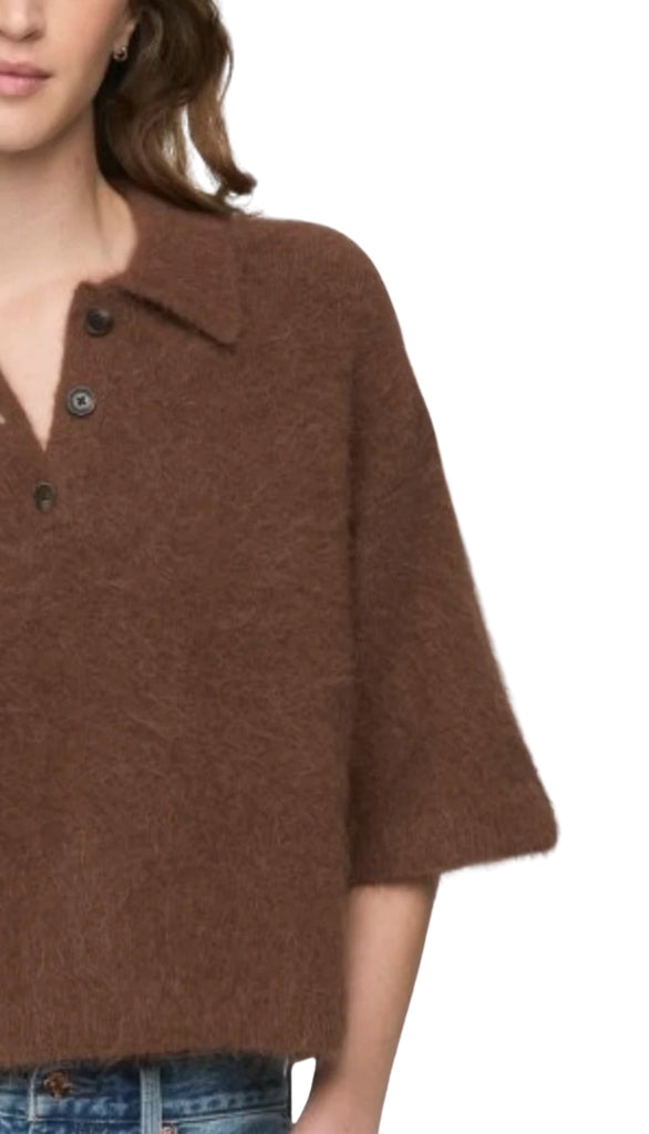 Nadya Alpaca Blend Boxy Polo Short Sleeve