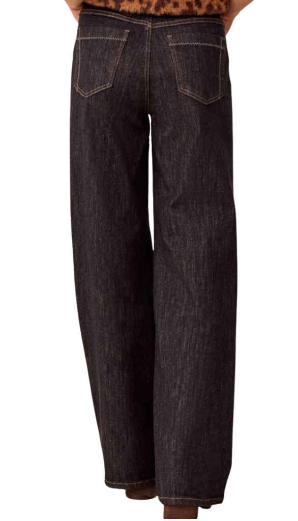 Audrey Embroidered Wide Leg Denim
