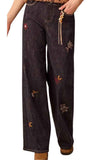Audrey Embroidered Wide Leg Denim