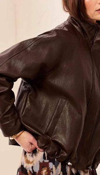 Relaxed Mock Neck Jacket With Adjustable Hem