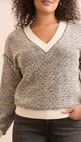 V-Neck Top With Combo Rib Detail