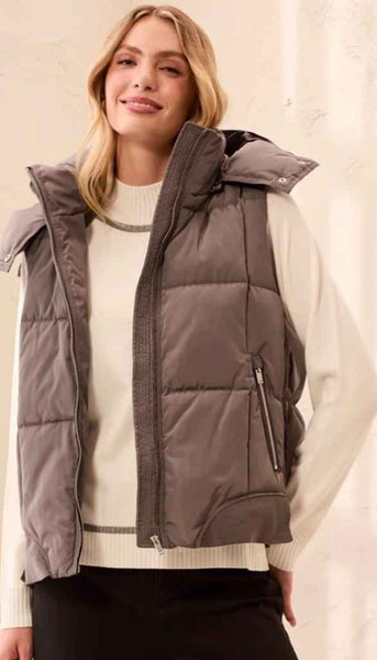 Quilted Vest With Removable Hood