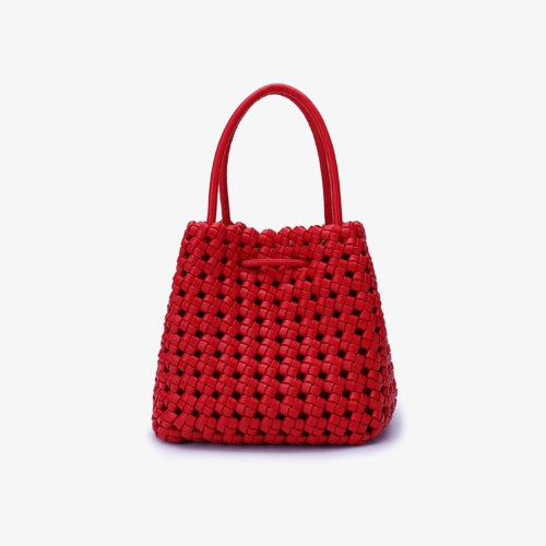 Perrie Bucket Mini Woven Square Tote - Red