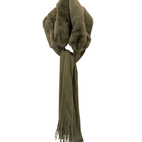 Knitted Scarf With Faux Fur Detail