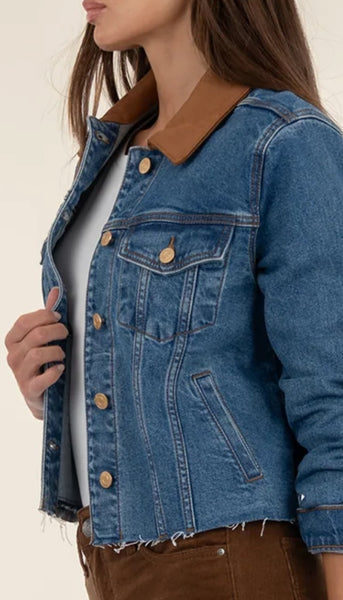 Kerry Cropped Jacket Raw Hem Collar