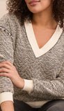 V-Neck Top With Combo Rib Detail