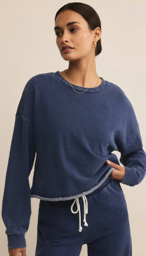 Circuit Knit Denim Sweatshirt