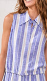 Hidden Placket Shirt Elastic Waist