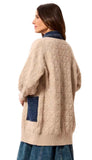 Mix Media Sweater Coatigan With Denim