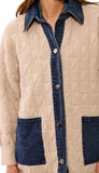 Mix Media Sweater Coatigan With Denim