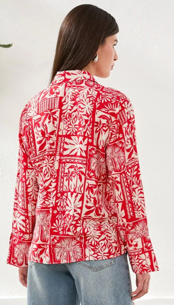 Long Sleeve Blouse With Tie Front