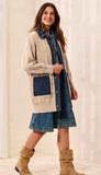 Mix Media Sweater Coatigan With Denim