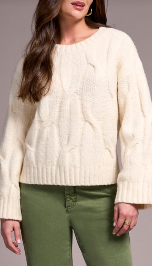 Crew Neck Loose Fit Cable Sweater