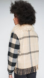 Checked Wool Bomber With Fringes