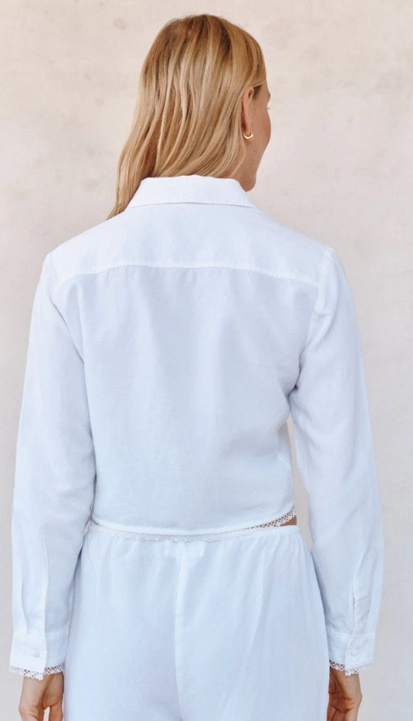 Long Sleeve Cropped Shirt With Trim