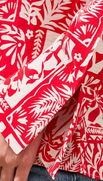 Long Sleeve Blouse With Tie Front