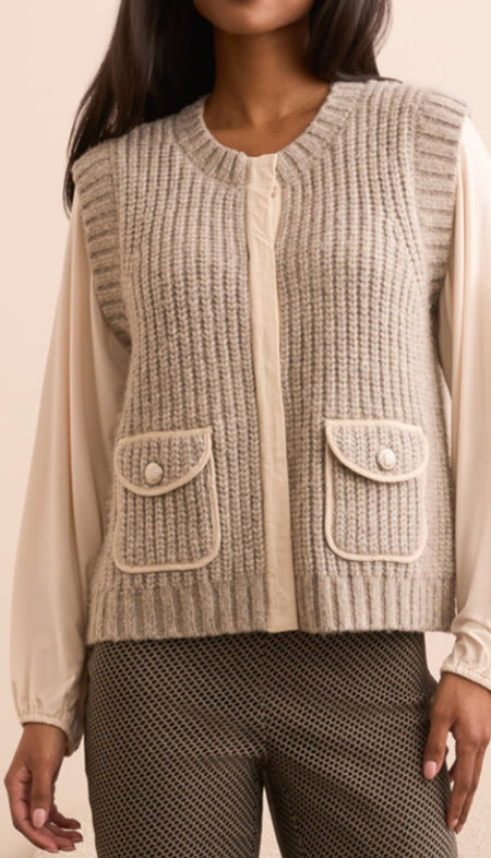 Grey Mix Ground Intarsia Rib Sweater