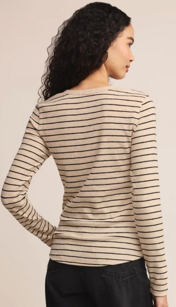 Eve Stripe Henley Long Sleeve