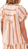 Short Sleeve Blouse With Raw Edge & Smock