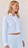 Long Sleeve Cropped Shirt With Trim
