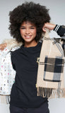 Checked Wool Bomber With Fringes