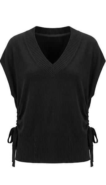 Vneck Dolman Popover Sweater With Tie