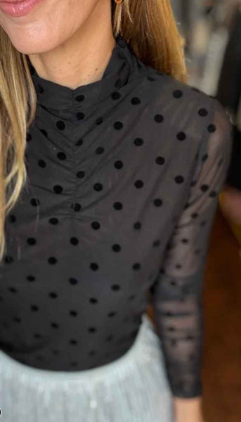 Polka Dot Mesh Top