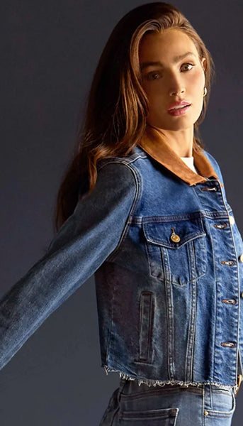 Kerry Cropped Jacket Raw Hem Collar