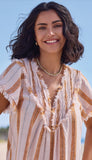 Short Sleeve Blouse With Raw Edge & Smock