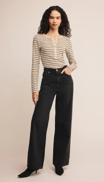 Eve Stripe Henley Long Sleeve