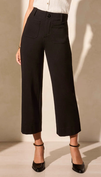 High Rise Fly Front Capri With Pocket