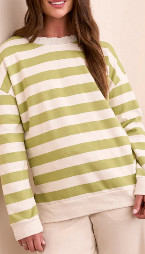 Long Sleeve Crew Neck With Rib Detail