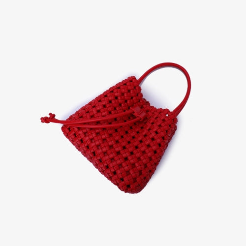 Perrie Bucket Mini Woven Square Tote - Red