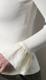 Dina Ruffle Lace Sleeve Knit Top