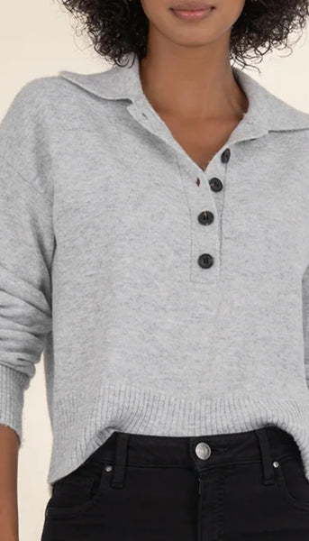 Lilia-Button Front Long Sleeve Sweater