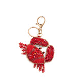Beaded Bag Charm Keyring-Crab