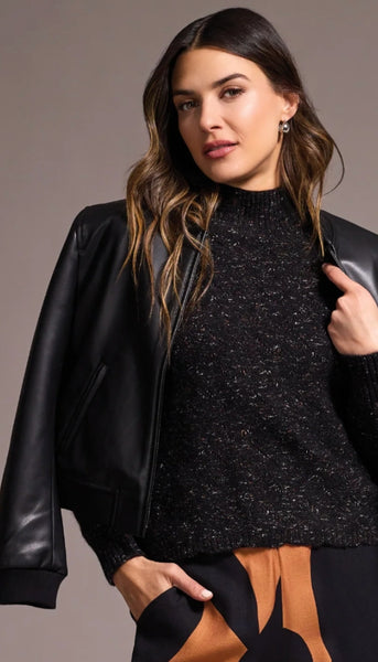 Zipped Front Pu Bomber Jacket