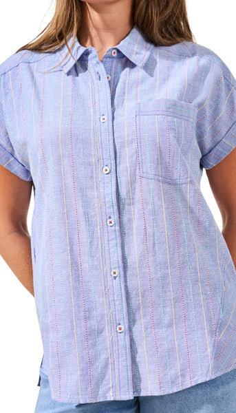 Cap Sleeve Shirt With Cuts