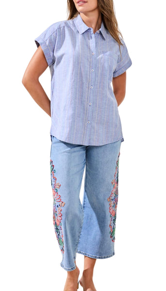 Cap Sleeve Shirt With Cuts