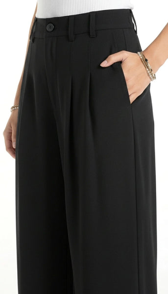 High Rise Pleated Wide Leg Trouser