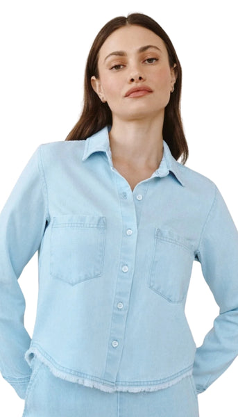 Two Pocket Fray Hem Shirt