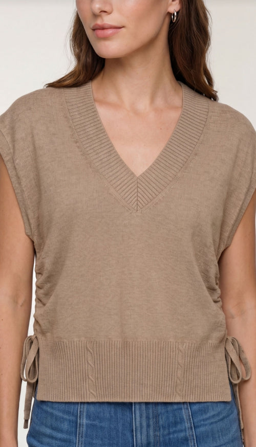 Vneck Dolman Popover Sweater with Tie
