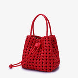 Perrie Bucket Mini Woven Square Tote - Red