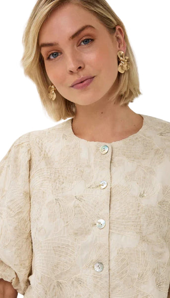 3-D Shell Print Balloon Top