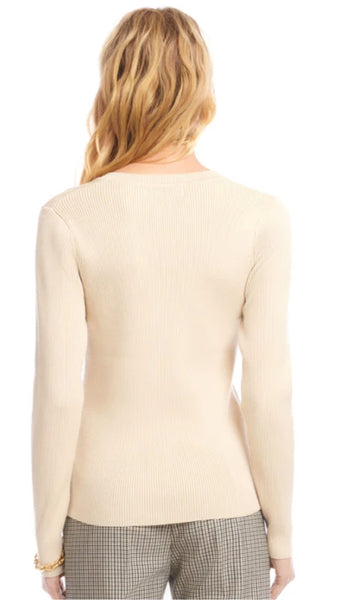 Ribbed V Neck Sweater