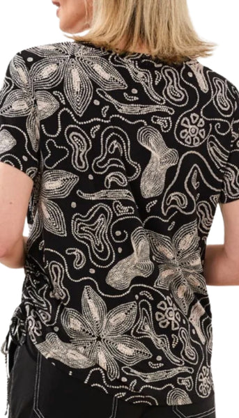 Short Sleeve Crew Neck Top With Ruching