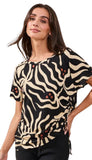 Short Sleeve Crew Neck Top With Ruching