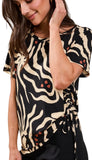 Short Sleeve Crew Neck Top With Ruching