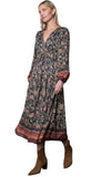 Amber Boho Bordered Midi Dress